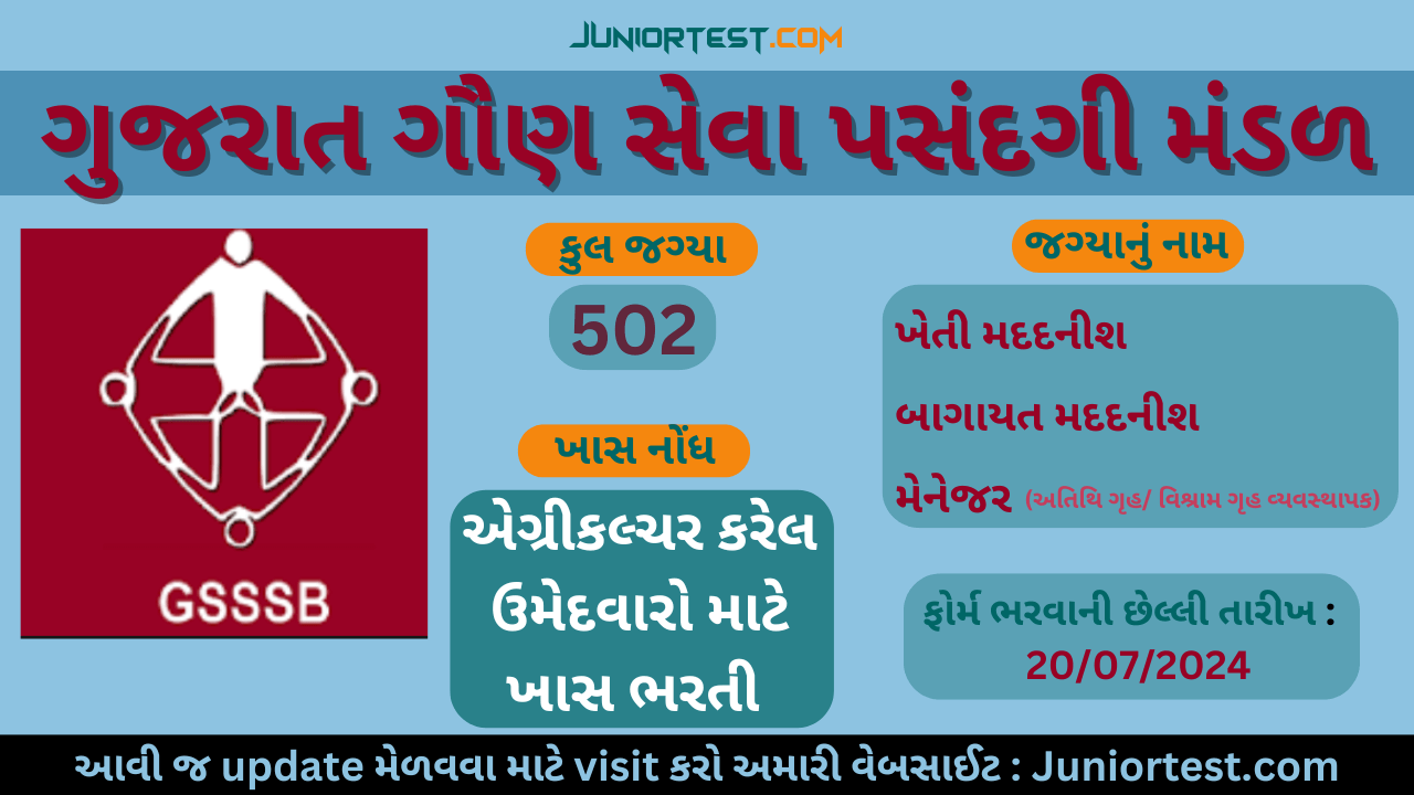 ગુજરાત ગૌણ સેવા પસંદગી મંડળમાં ભરતી 2024